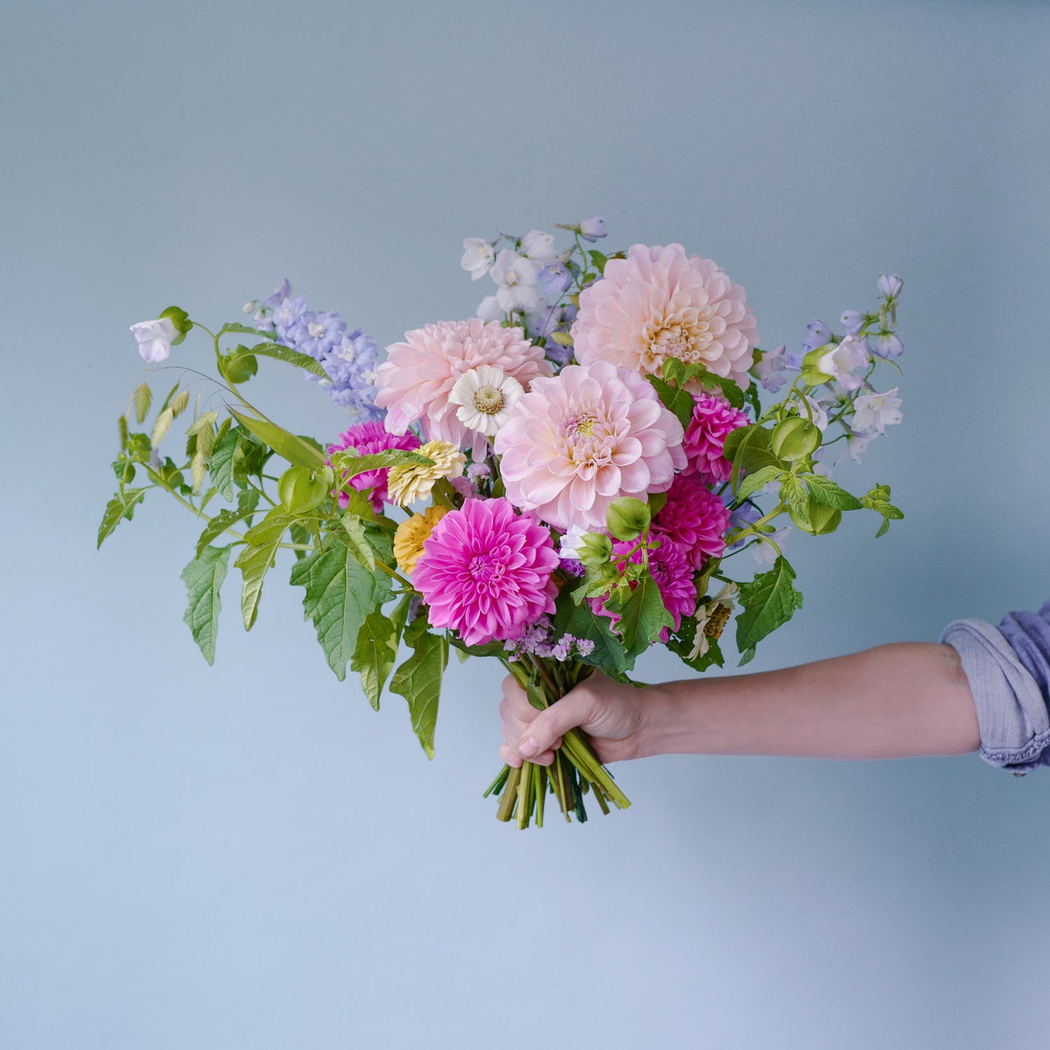 Love in a Mist deluxe market bouquet. Available for local delivery throughout Portland, Oregon