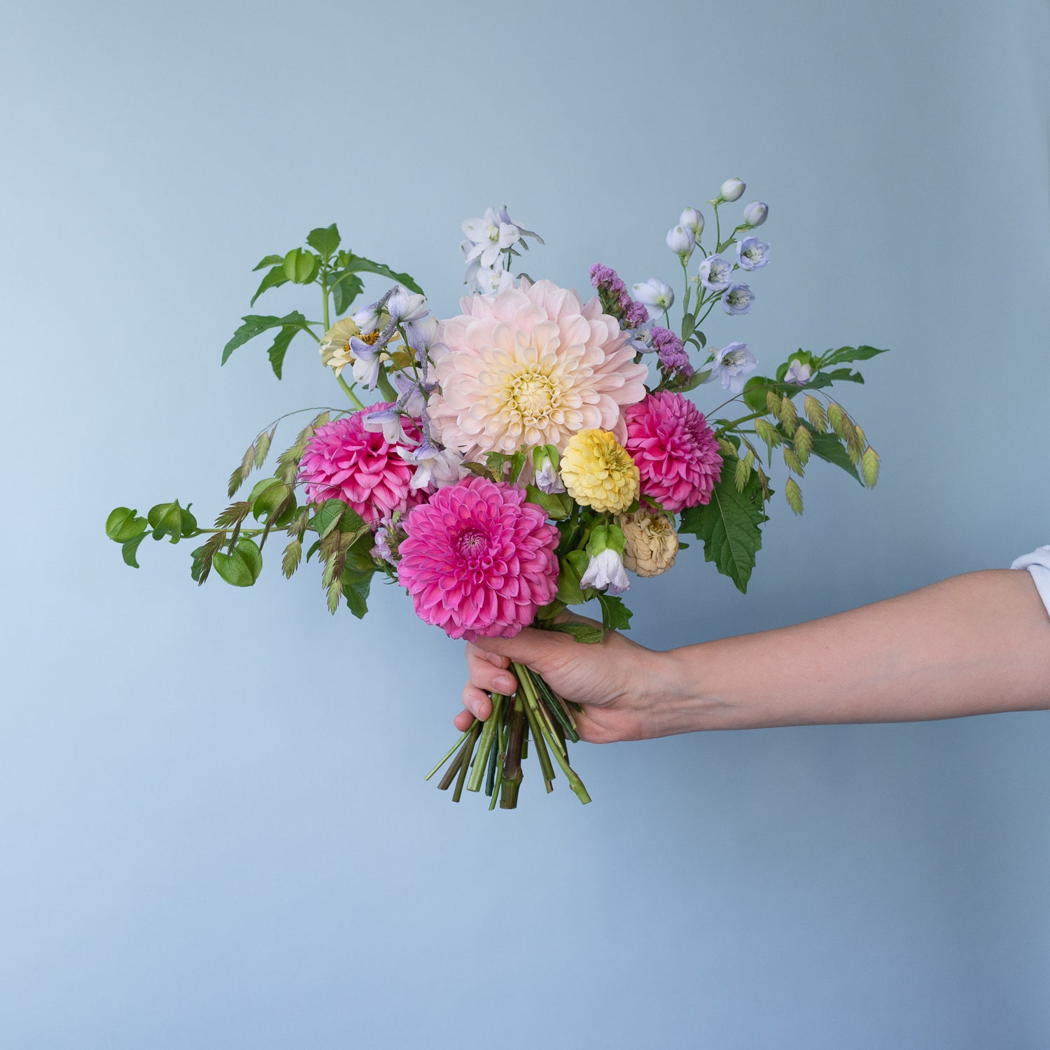 Love in a Mist standard market bouquet. Available for local delivery throughout Portland, Oregon